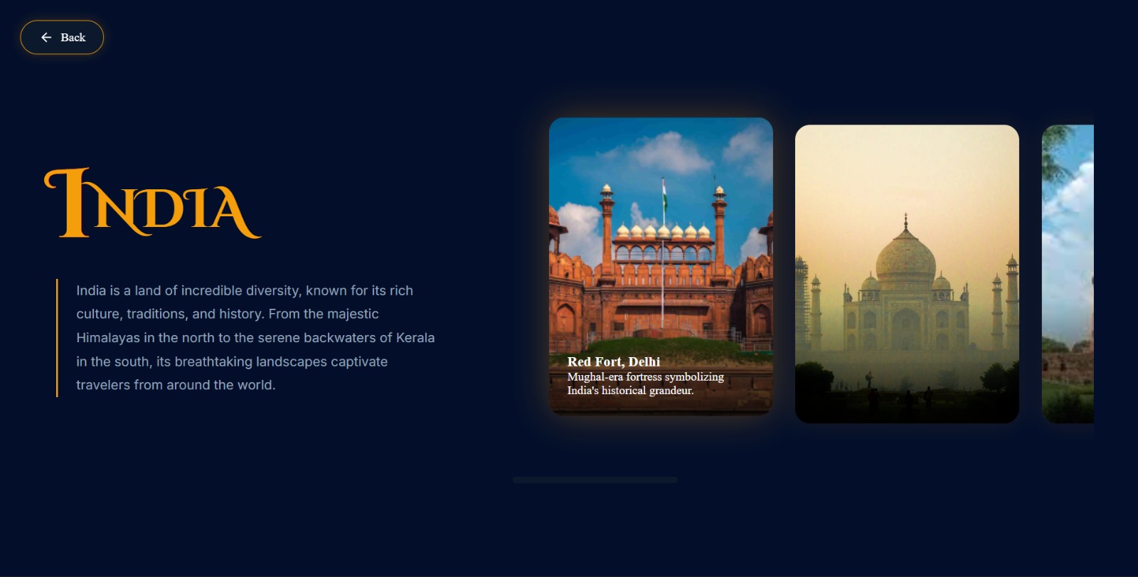 Comprehensive destination information page